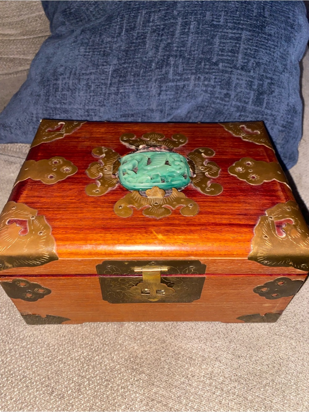 8 Other Reasons Wooden Jewelry Box with Turquoise Accent and Brass Hardware